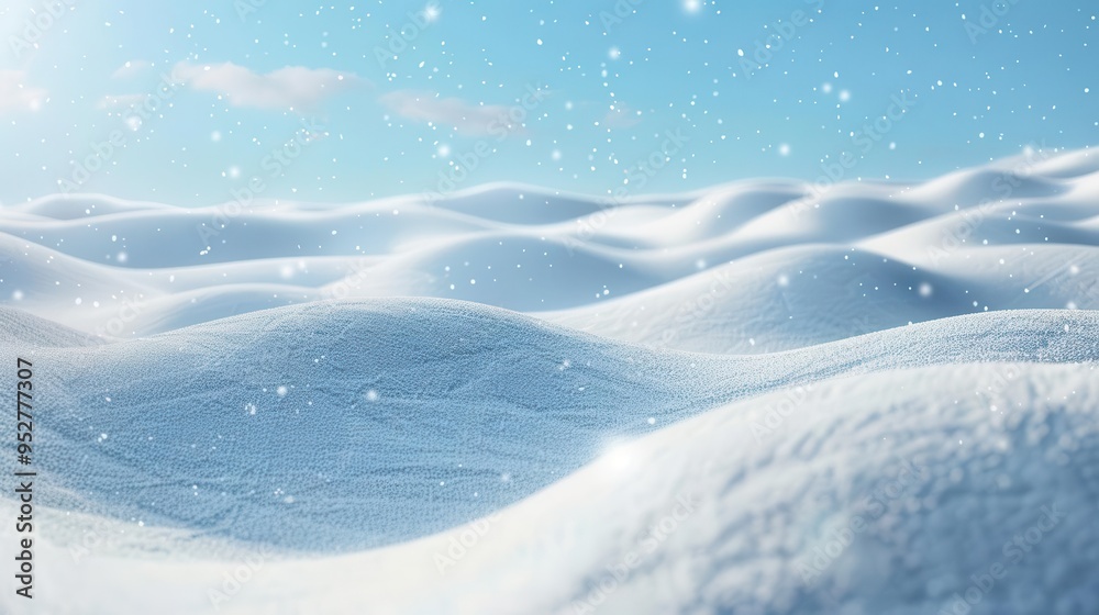 serene winter landscape with pristine snowdrifts soft blue sky dotted with gently falling snowflakes tranquil scene captures the quiet beauty of a fresh snowfall serene winter landscape with pristine snowdrifts soft blue sky dotted with gently falling snowflakes tranquil scene captures the quiet beauty of a fresh snowfall