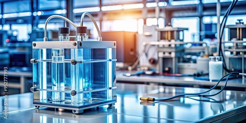 Fuel cell experiment in laboratory setting, fuel cell, lab, science, research photo
