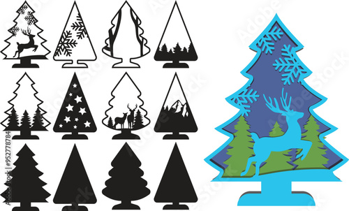 Christmas tree vector layered decoration