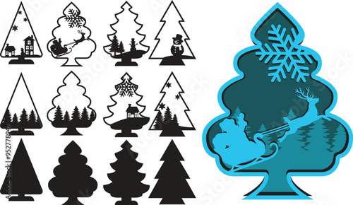 Christmas tree vector layered decoration
