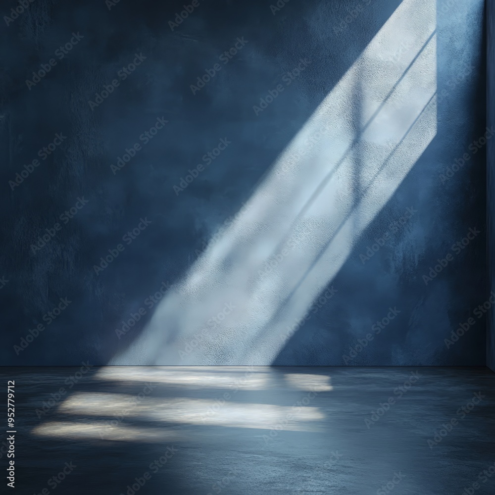 Matte Dark Blue Wall with Soft Spotlight and Subtle Shadow