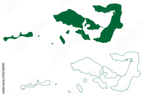 Moucha and Maskali island (Republic of Djibouti, Gulf of Tadjoura) map vector illustration, scribble sketch Moucha and Maskali map photo