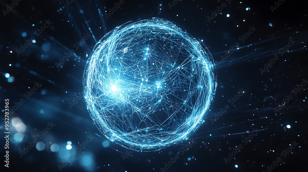 Abstract Blue Sphere with Intricate Network Structure Abstract Blue Sphere with Intricate Network Structure