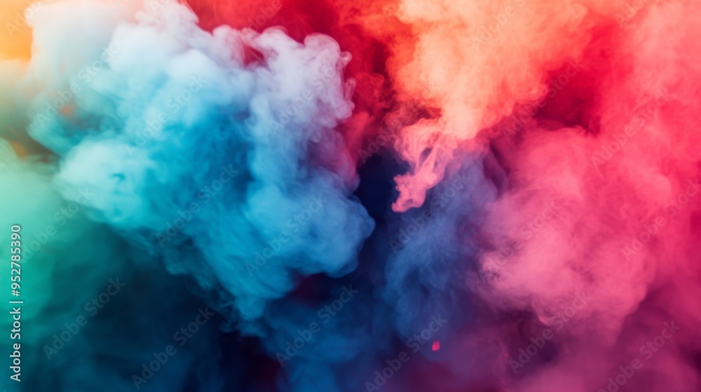 Close-up of colorful smoke billowing out of a smoke bomb, with intense reds, blues, and greens creating a dramatic and visually striking effect. Close-up of colorful smoke billowing out of a smoke bomb, with intense reds, blues, and greens creating a dramatic and visually striking effect.