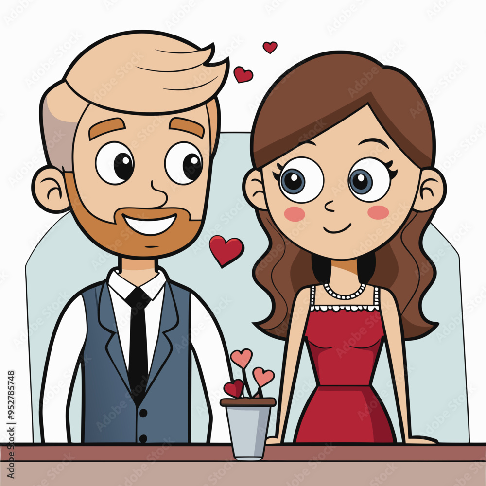 Couples Starting Date Vector Art with White Background Couples Starting Date Vector Art with White Background