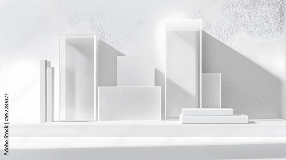 Pristine Transparent Document Holders Arranged in Orderly Grid on Stark White Surface Pristine Transparent Document Holders Arranged in Orderly Grid on Stark White Surface