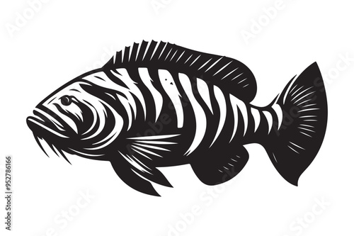 Goliath Tigerfish Silhouette Vector Illustrations - High-Quality Graphic Design