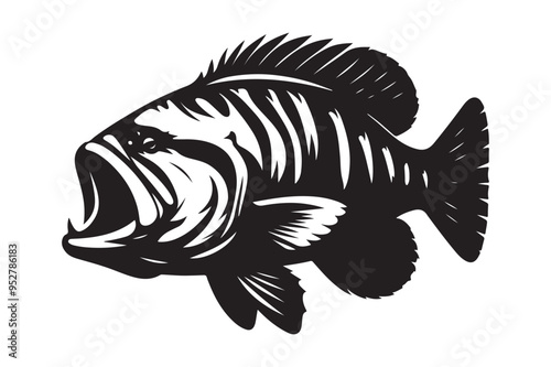 Goliath Tigerfish Silhouette Vector Illustrations - High-Quality Graphic Design