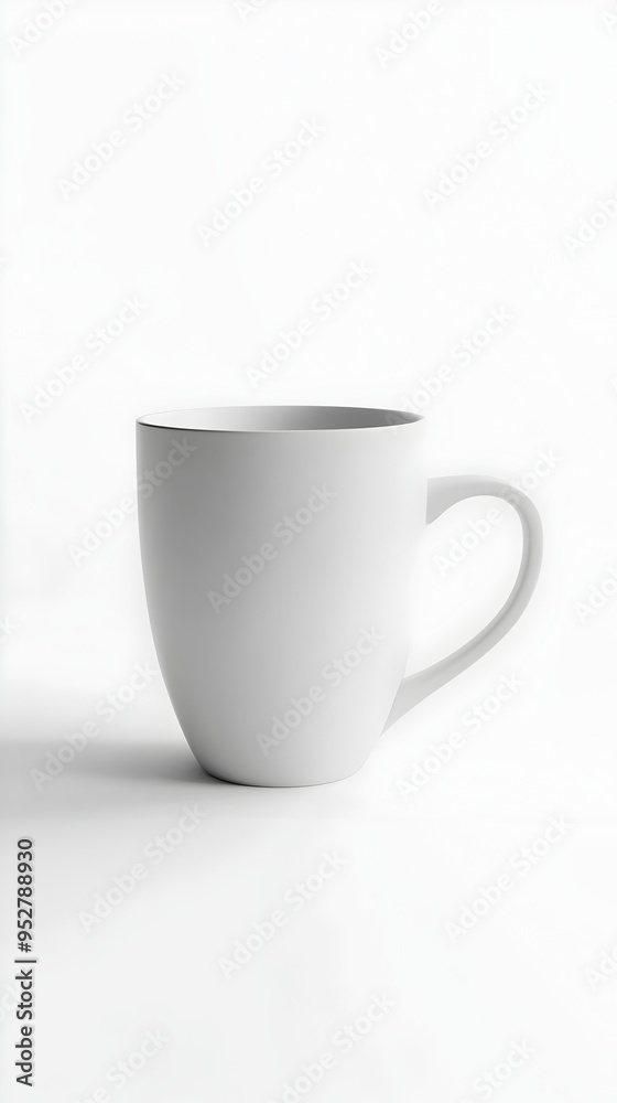 Sleek and Minimalist Ceramic Coffee Mug on Pristine White Background