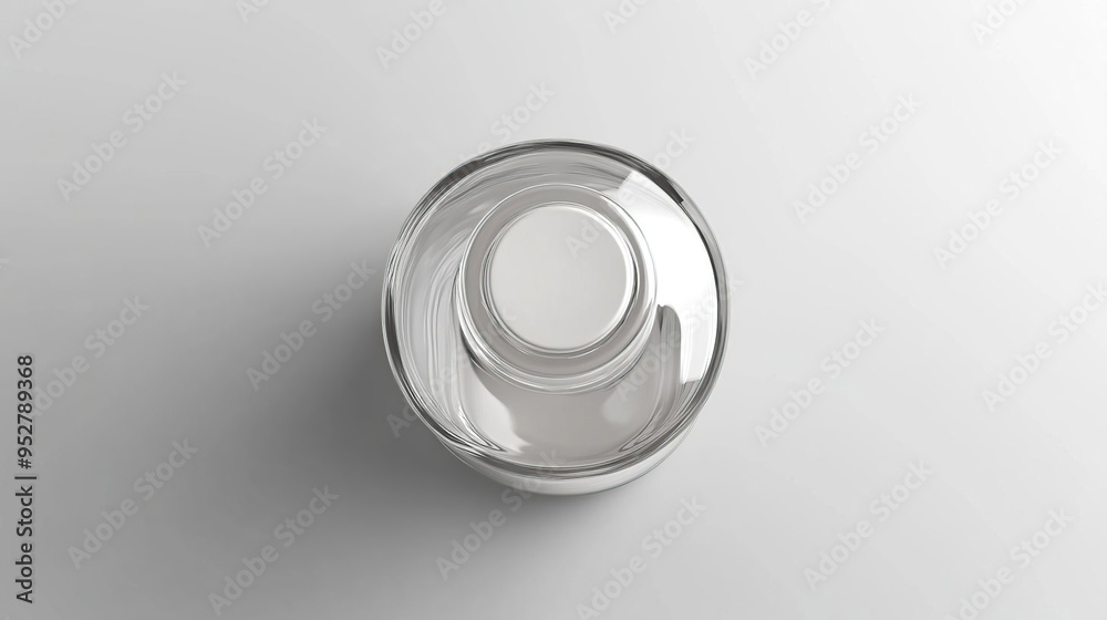 A clear glass container viewed from above, showcasing its simplicity and form. A clear glass container viewed from above, showcasing its simplicity and form.