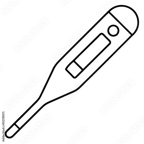 Electronic Thermometer - Isolated line art Vector Illustration