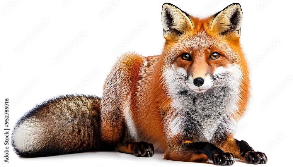 A Red Fox on a white background A Red Fox on a white background