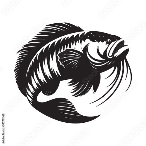 Goliath Tigerfish Silhouette Vector Illustrations - High-Quality Graphic Design