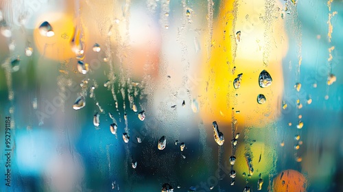 Raindrops, window, glass, tears, nature. Generative AI photo