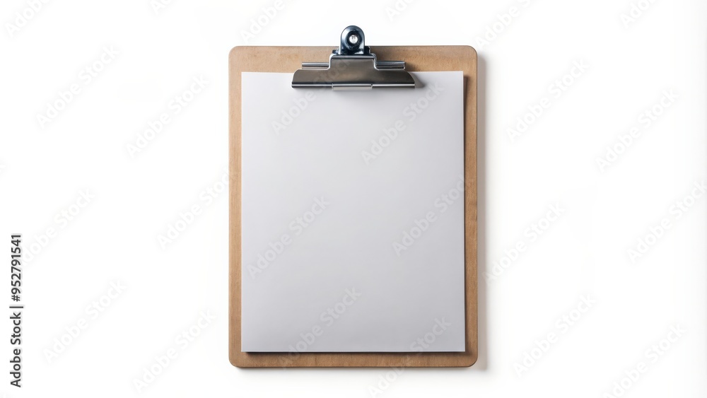 Blank paper clipboard with metal clip on isolated background, clipboard, paper, blank, isolated Blank paper clipboard with metal clip on isolated background, clipboard, paper, blank, isolated