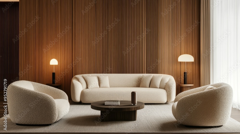 A stylish living room with a unique lighting fixture giving the room an exquisite look A stylish living room with a unique lighting fixture giving the room an exquisite look