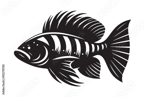 Goliath Tigerfish Silhouette Vector Illustrations - High-Quality Graphic Design