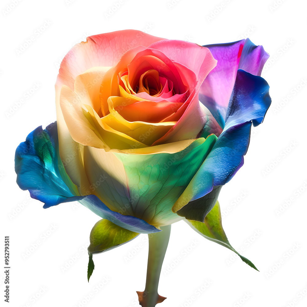 Two Rainbow Roses Transparent Background Rainbow PNG rose isolated on transparent background. Clipart template ...