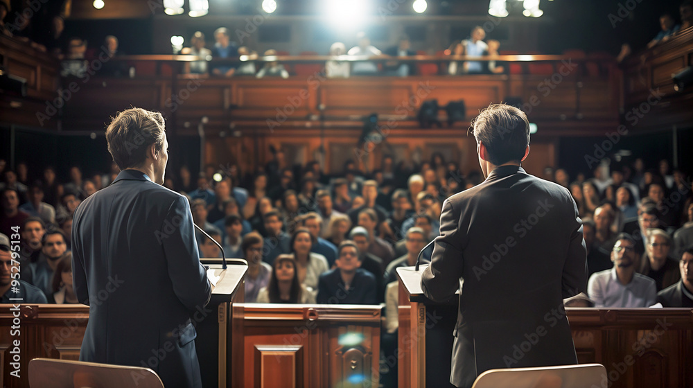 Debate Between Two Candidates in Front of an Audience