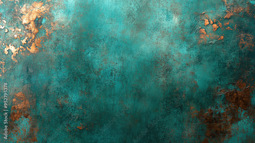 wallpaper featuring the turquoise-green patina of oxidised copper, capturing its rich, aged appearance to evoke a sense of vintage elegance and unique character wallpaper featuring the turquoise-green patina of oxidised copper, capturing its rich, aged appearance to evoke a sense of vintage elegance and unique character