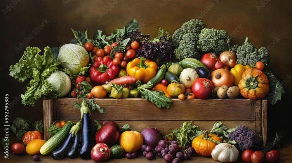 Vegetables kitchen table. Generative AI Vegetables kitchen table. Generative AI