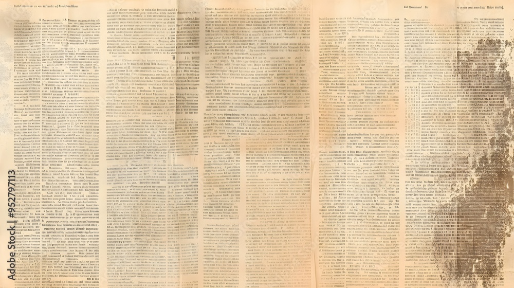 Fototapeta premium Old Newspaper, Magazine, Newsstand, Newspapers, Press, Abstract Image, Texture, Pattern Background, Wallpaper, Cover and Screen of Smartphone, Cell Phone, PC, Laptop, 9:16 and 16:9 Format