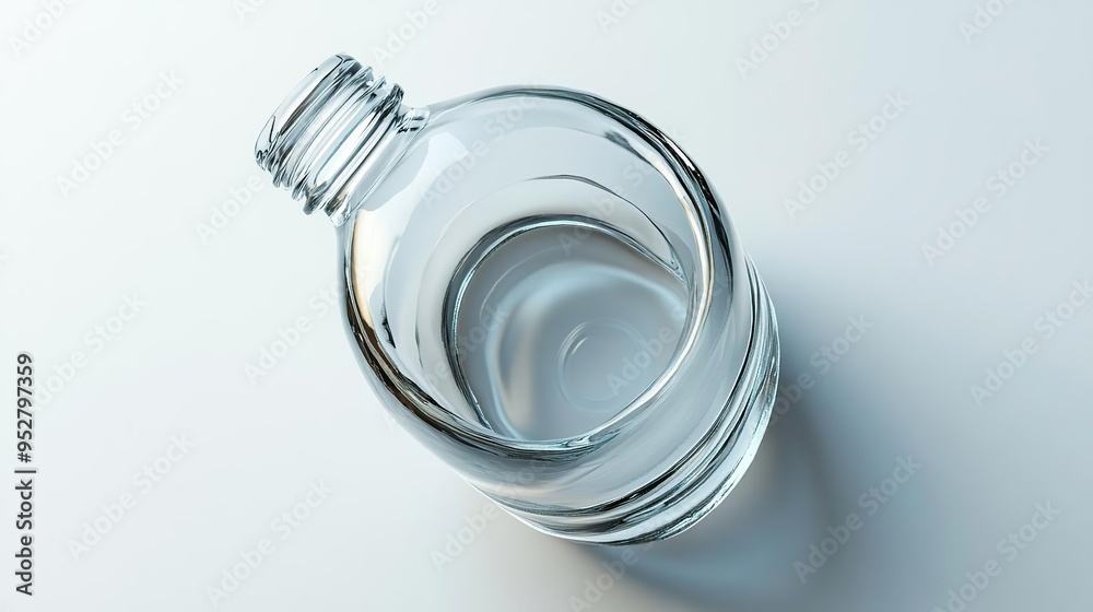 A clear glass bottle viewed from above, showcasing its simple design and transparency. A clear glass bottle viewed from above, showcasing its simple design and transparency.