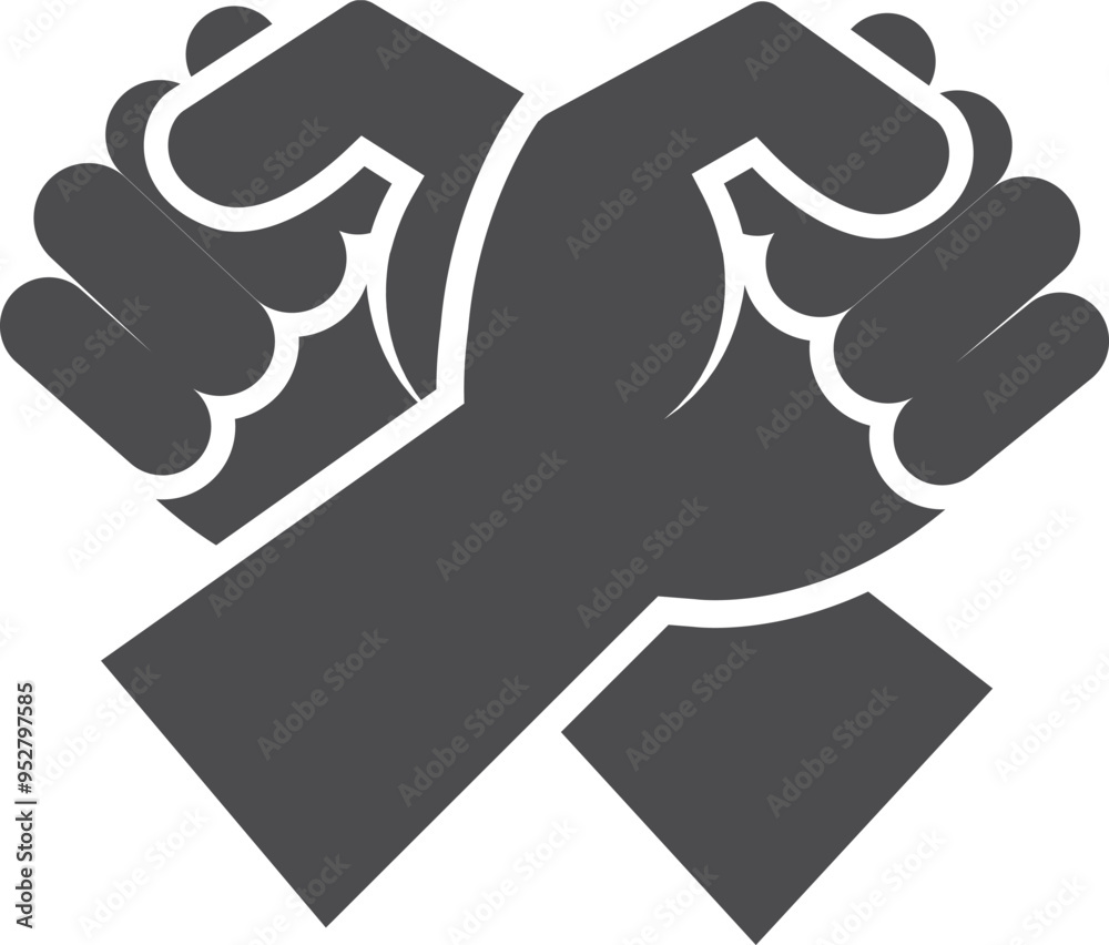 Crossed fists black icon. Resistance symbol. Fight sign Crossed fists black icon. Resistance symbol. Fight sign