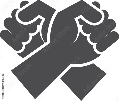 Crossed fists black icon. Resistance symbol. Fight sign