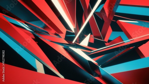 Wallpaper Mural Abstract geometric background with red, blue and black shapes and white highlights. Torontodigital.ca