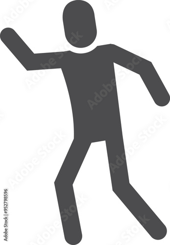 Man black pictogram. Stickman waving hand icon