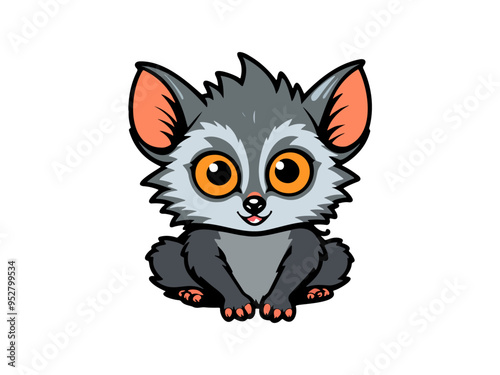 Playful cartoon bushbaby with big eyes