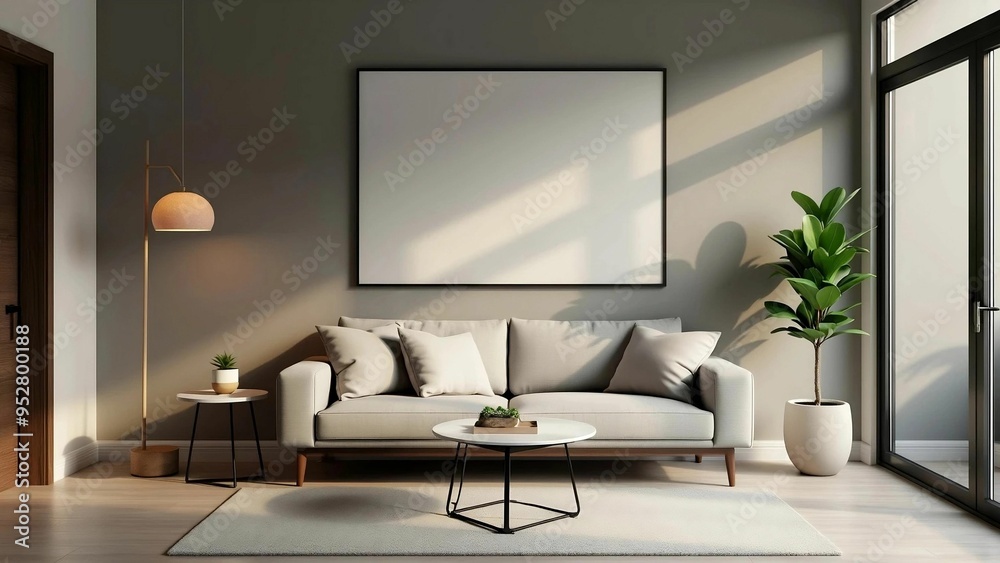 Modern Minimalist Living Room Mockup with Neutral Tones Modern Minimalist Living Room Mockup with Neutral Tones