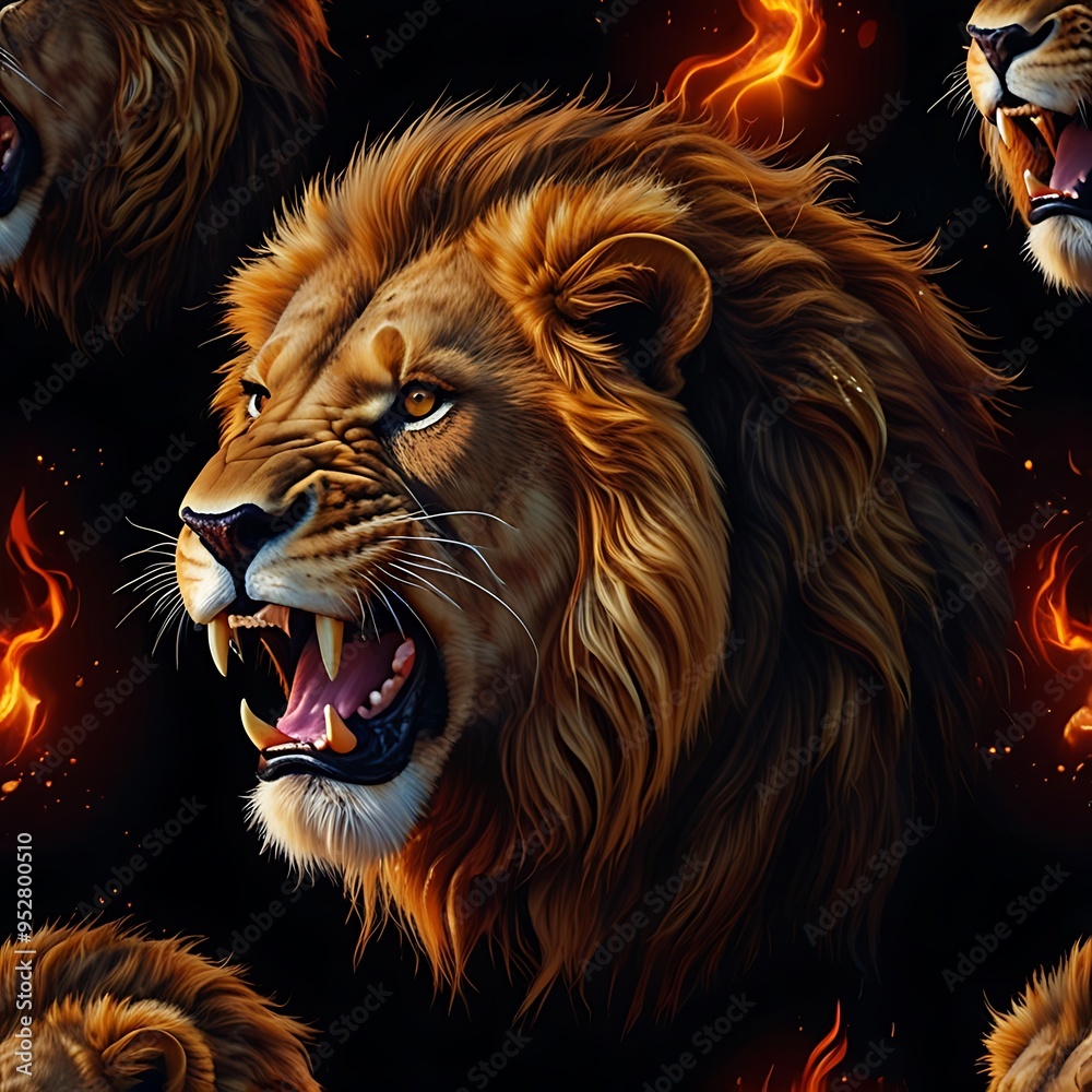 Fototapeta premium a picture of a lion with the words lions on it.