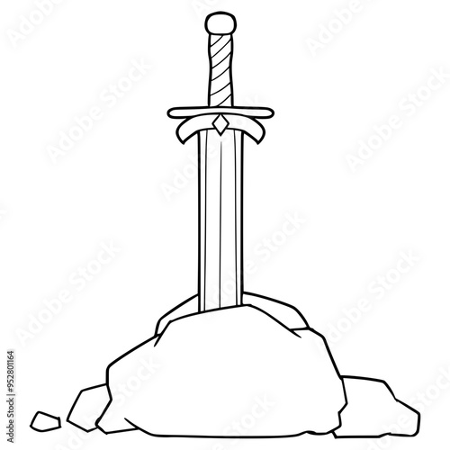 Excalibur illustration hand drawn outline vector