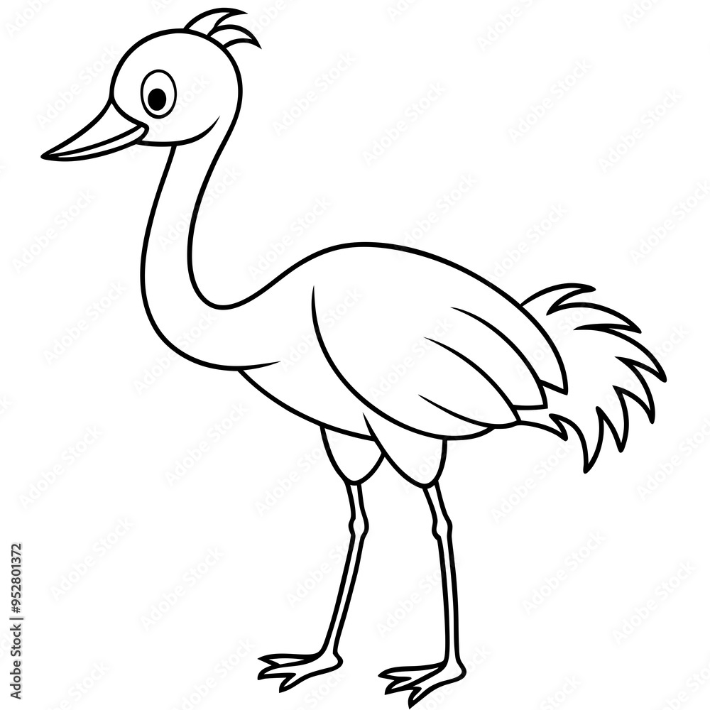 Happy Crane Full-Body Vector Illustration on White Background Happy Crane Full-Body Vector Illustration on White Background