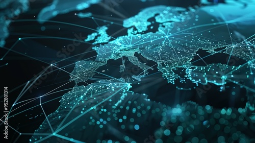 Abstract Digital Representation of Europe with Network Connections