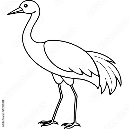 Happy Crane Full-Body Vector Illustration on White Background photo