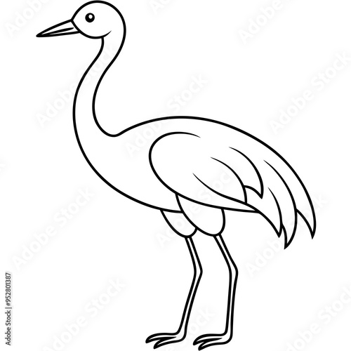 Happy Crane Full-Body Vector Illustration on White Background photo