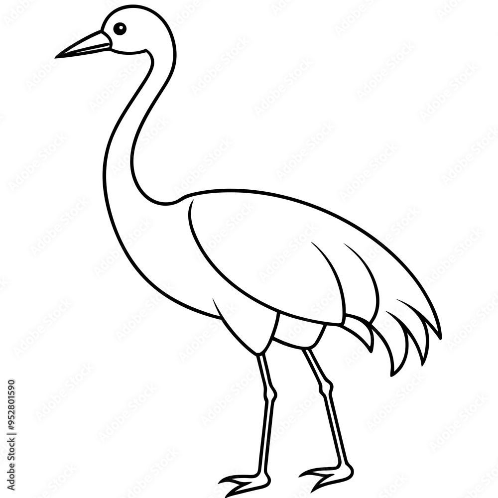 Happy Crane Full-Body Vector Illustration on White Background Happy Crane Full-Body Vector Illustration on White Background