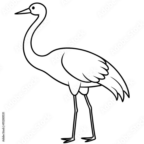 Happy Crane Full-Body Vector Illustration on White Background photo