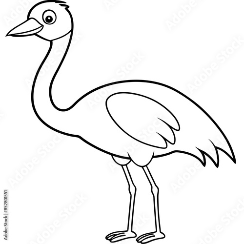 Happy Crane Full-Body Vector Illustration on White Background photo