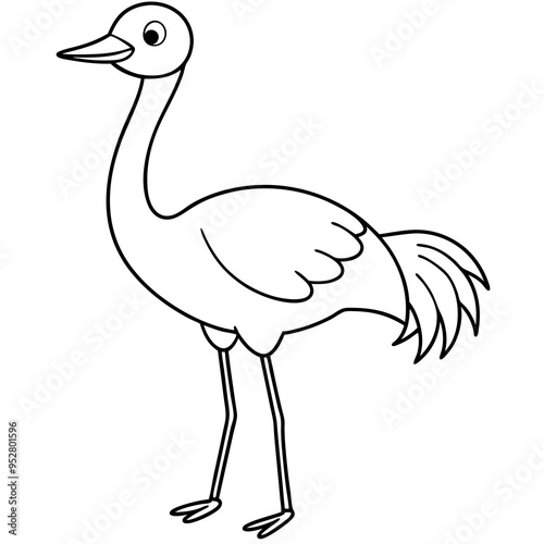 Happy Crane Full-Body Vector Illustration on White Background photo