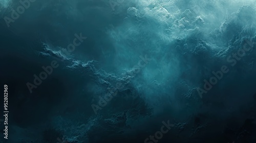 Thunderstorm creates an abstract scene of power. Lightning strikes, illuminating the dark clouds.