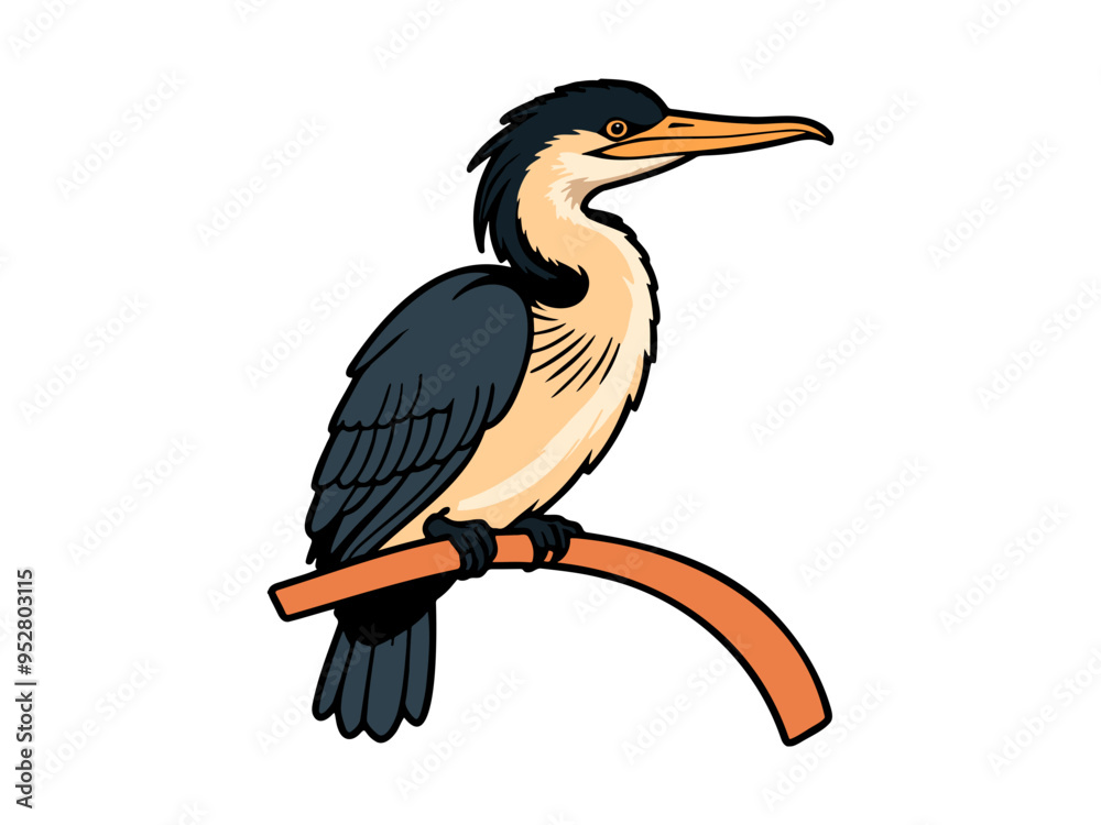 Fototapeta premium Cartoon bird on a branch