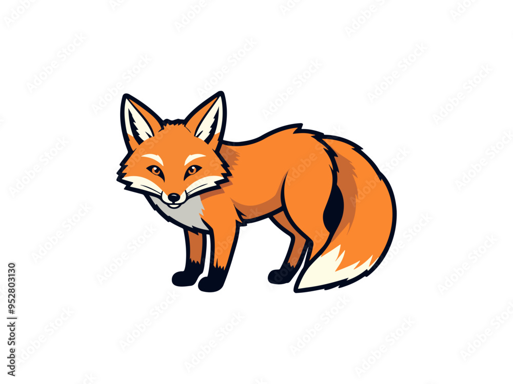 Obraz premium Cartoon style full-body fox standing
