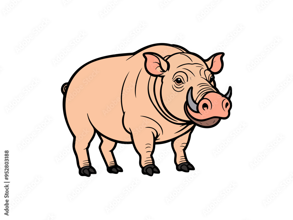 Cheerful pig cartoon with a prominent snout Cheerful pig cartoon with a prominent snout