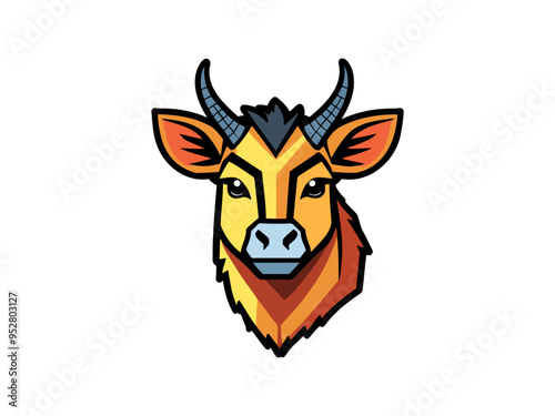 Artistic rendering of a horned cow
