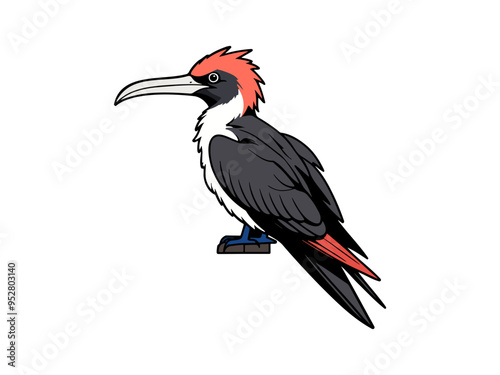 Black and red cartoon bird with a prominent beak