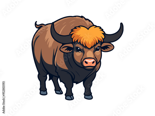 Majestic buffalo with curled horns